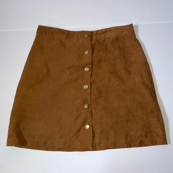 Brown Faux Suede Button up Shirt - Picture 2 of 5